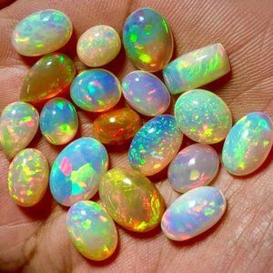 Opal Cabochon A1 Top Quality Natural Ethiopian Opal Welo Gemstone 4 Pcs Mix Lot
